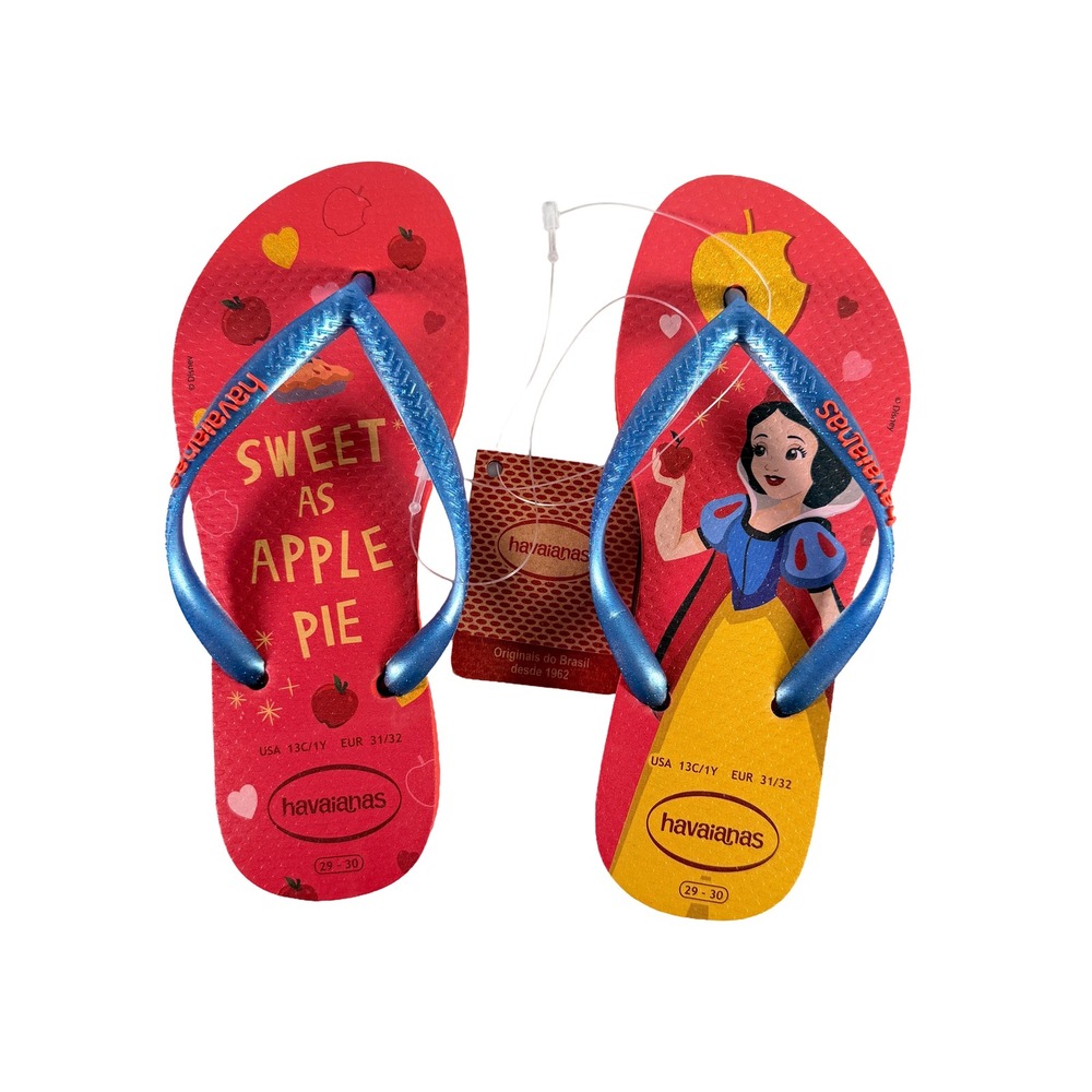 Havaianas Disney Snow White Sweet As Apple Pie Flip Flop Sandals 13C 1Y NWT